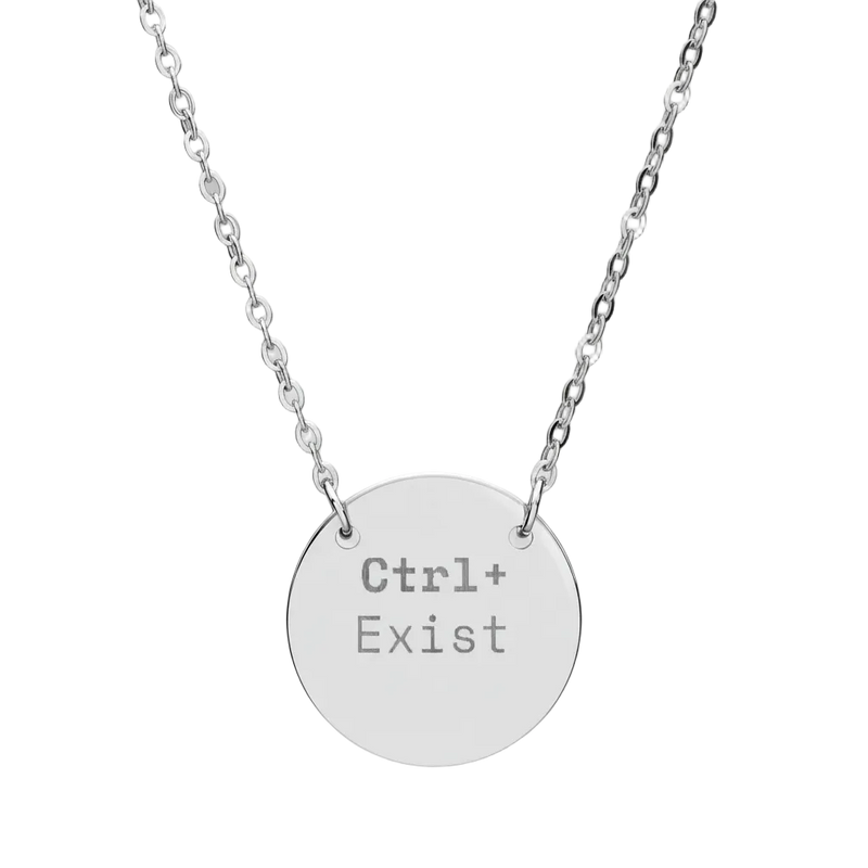 ctrlexist round silver necklace with engraving option