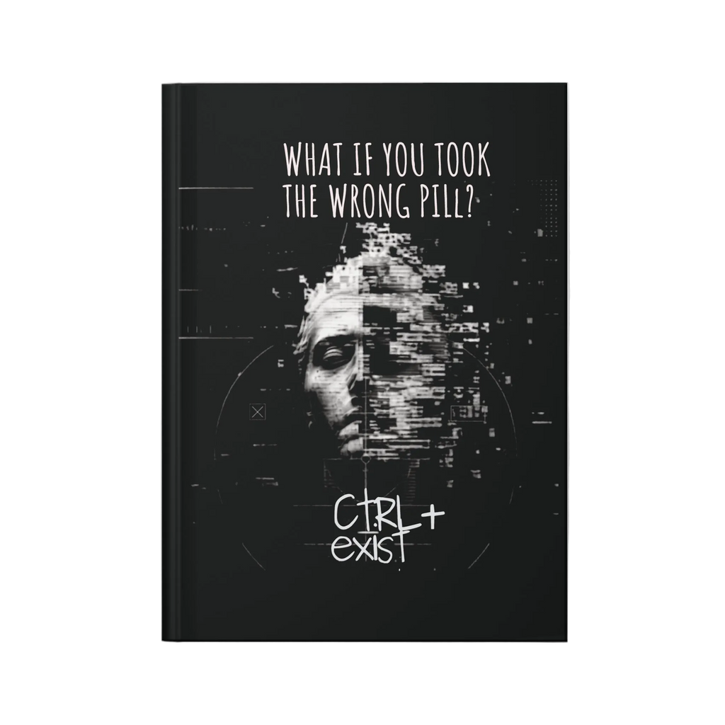Glitch Skull Ctrl+Exist Hardcover Journal | Dark Cyberpunk Notebook