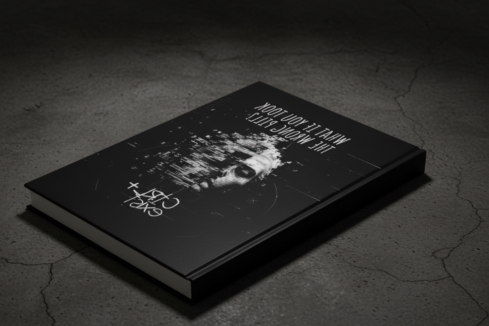 Glitch Skull Ctrl+Exist Hardcover Journal | Dark Cyberpunk Notebook