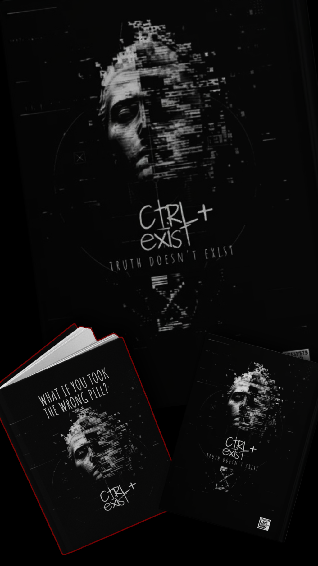 Glitch Skull Ctrl+Exist Hardcover Journal | Dark Cyberpunk Notebook