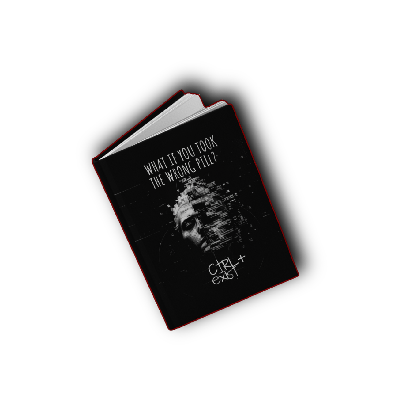 Glitch Skull Ctrl+Exist Hardcover Journal | Dark Cyberpunk Notebook