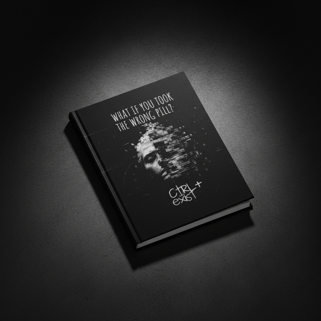 Glitch Skull Ctrl+Exist Hardcover Journal | Dark Cyberpunk Notebook