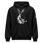 A black pullover hoodie with a white distressed graphic of a rabbit and the text 'CTRL+/-' on the front, shown against a transparent background.