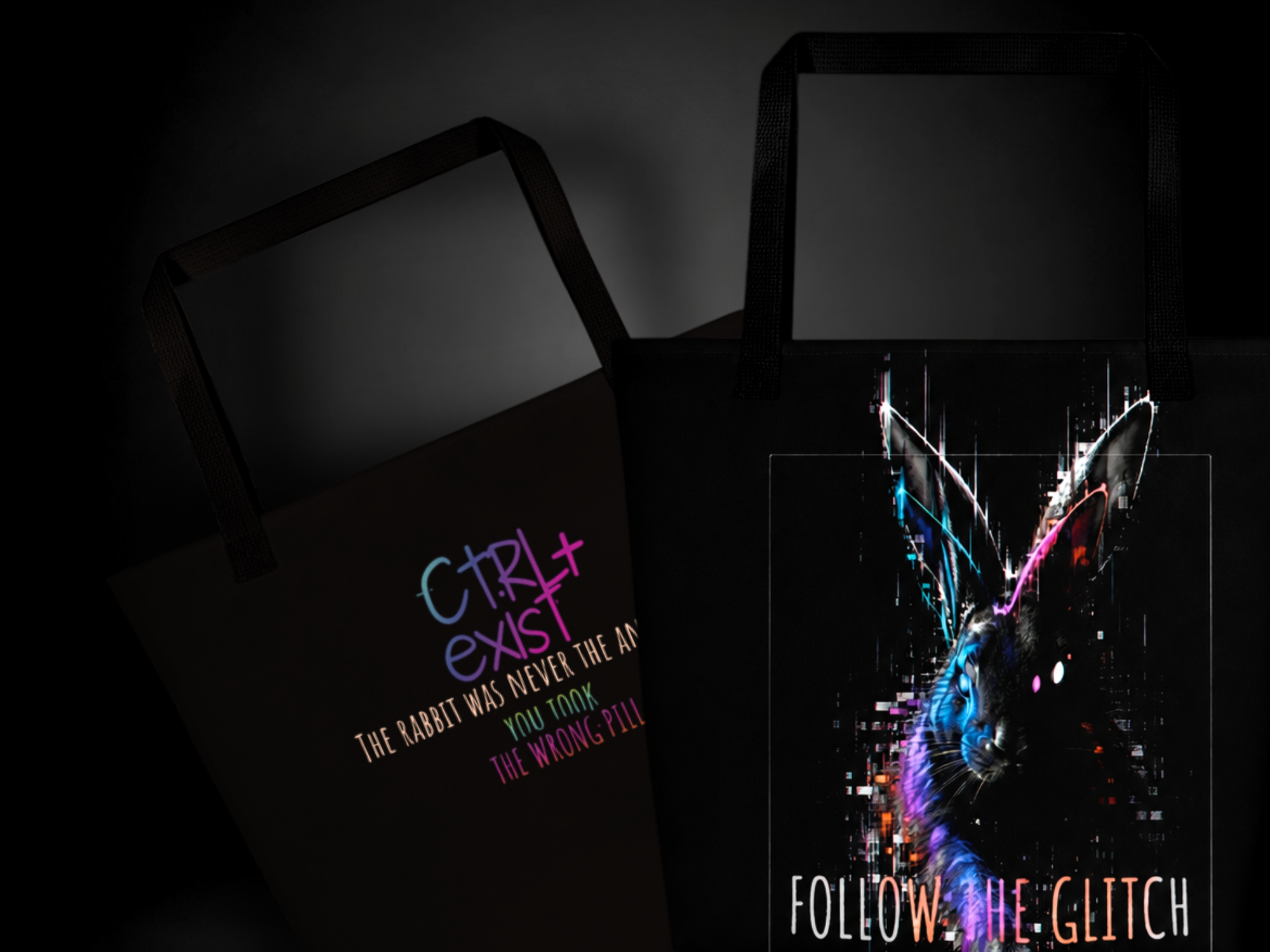 Large Tote Bag-CTRLexist- follow the Glitch