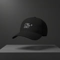 Adidas × CTRLexist Dad Hat embroidery by CTRLexist, minimalist cinematic cyberpunk streetwear design