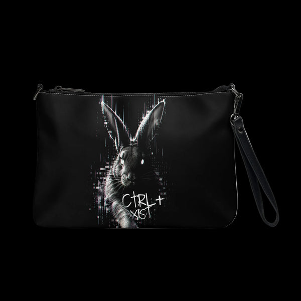 CTRL EXIST Glitch White Rabbit Crossbody Bag | All-Over Print Streetwear Bag bag by CTRLexist, minimalist cinematic cyberpunk