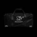 CTRL EXIST Black Duffle Bag cut & sew by CTRLexist, minimalist cinematic cyberpunk streetwear design