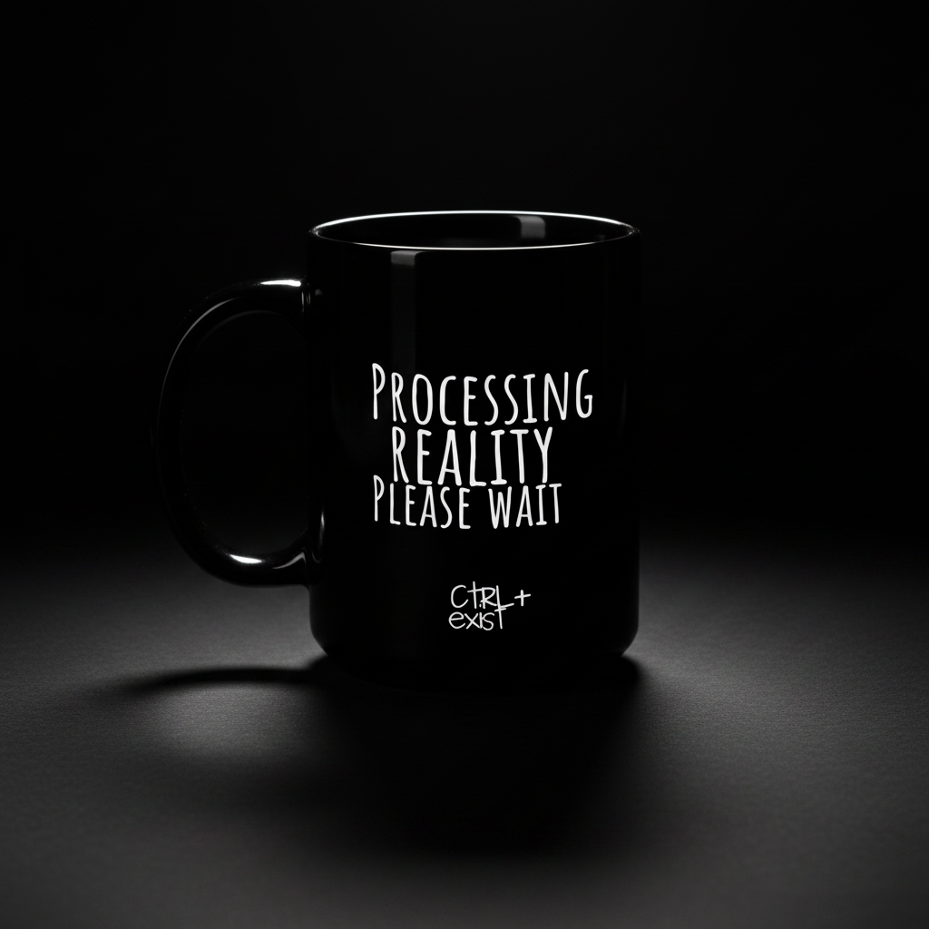 Processing Reality – Please Wait | 15 oz Black Glossy Mug