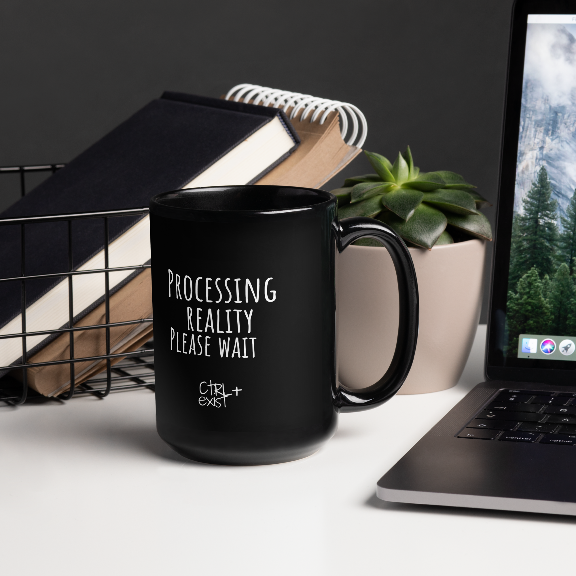 Processing Reality – Please Wait | 15 oz Black Glossy Mug