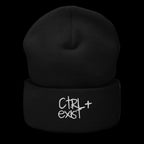 Cuffed Beanie- ctrl + exist embroidery by CTRLexist, minimalist cinematic cyberpunk streetwear design