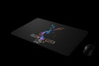 Follow The Glitch Desk Mat  nan by CTRLexist, minimalist cinematic cyberpunk streetwear design
