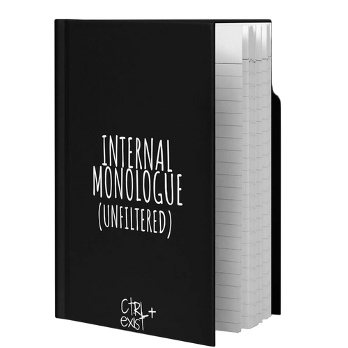 CTRLexist “INTERNAL MONOLOGUE (UNFILTERED)” stationery by CTRLexist, minimalist cinematic cyberpunk streetwear design