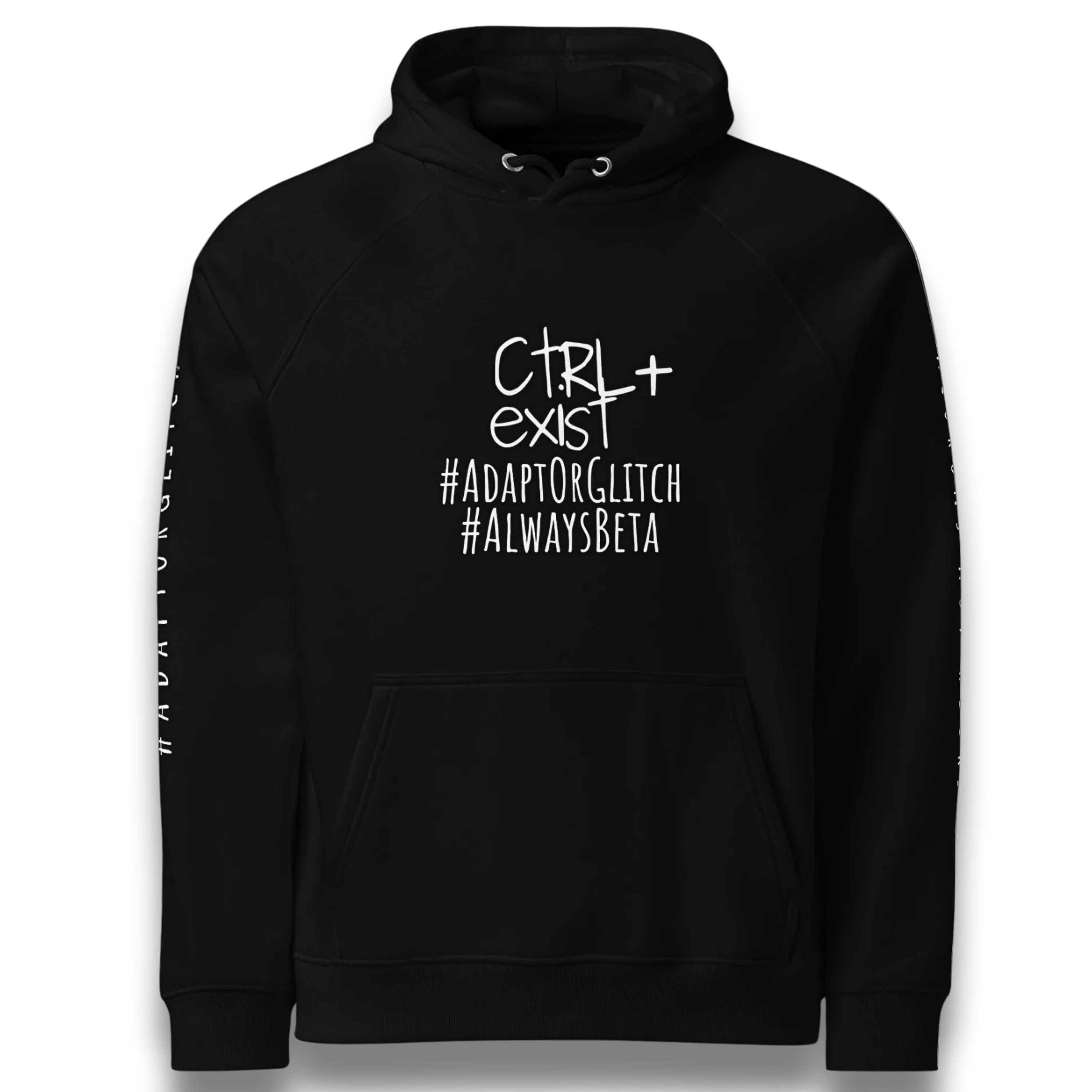 CTRL EXIST Existential Crisis Hoodie hoodie by CTRLexist, minimalist cinematic cyberpunk streetwear design
