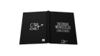 Open book with text 'CTRL+EXIST' and 'INTERNAL MONOLOGUE (UNFILTERED)' on black cover.