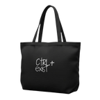 Black tote bag with 'Ctrl+Exist' text on a BLACK background