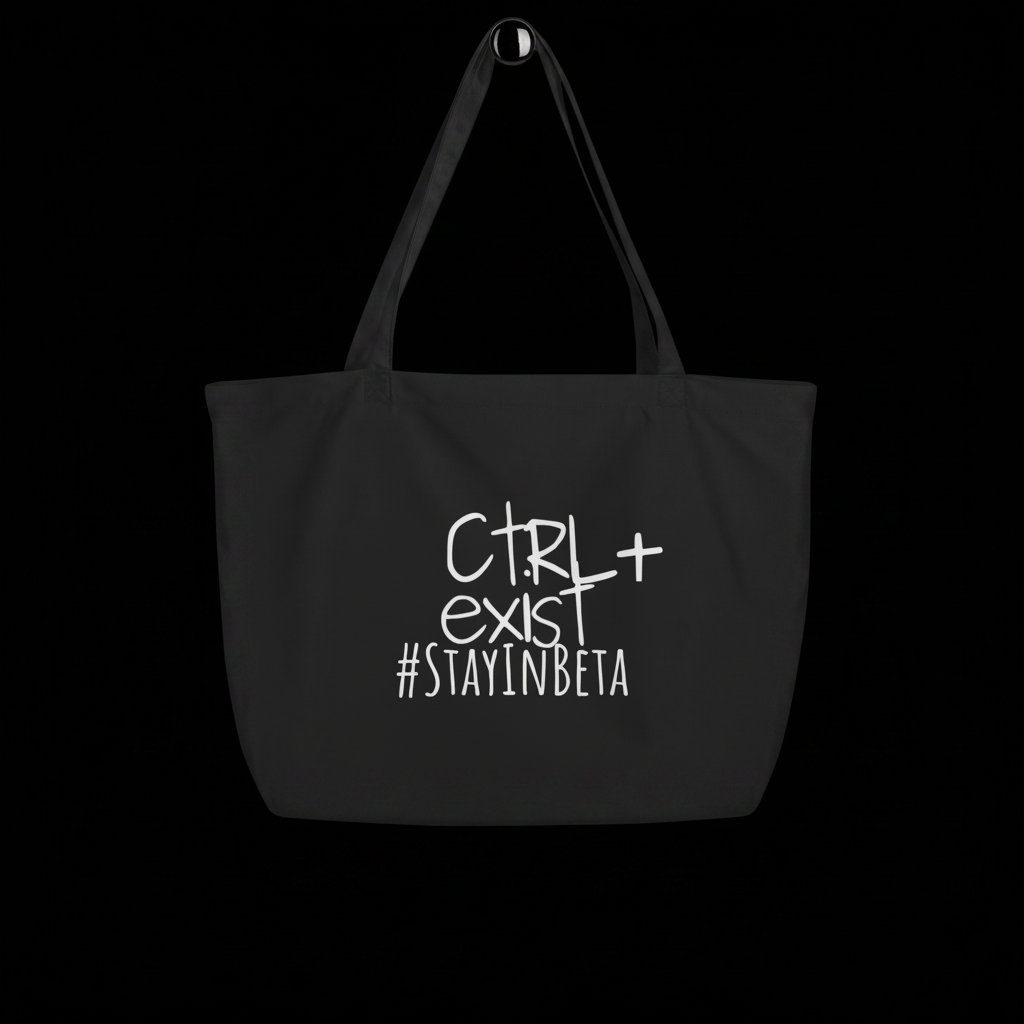 CTRLexist Large Organic Tote Bag bag by CTRLexist, minimalist cinematic cyberpunk streetwear design