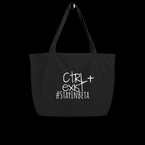 CTRLexist Large Organic Tote Bag bag by CTRLexist, minimalist cinematic cyberpunk streetwear design
