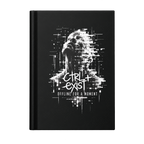 A black hardcover notebook featuring a white digital glitch art design of a woman's face with the text 'CTRL EXIST' and 'OFFLINE FOR A MOMENT' on the cover, shown against a plain white background.