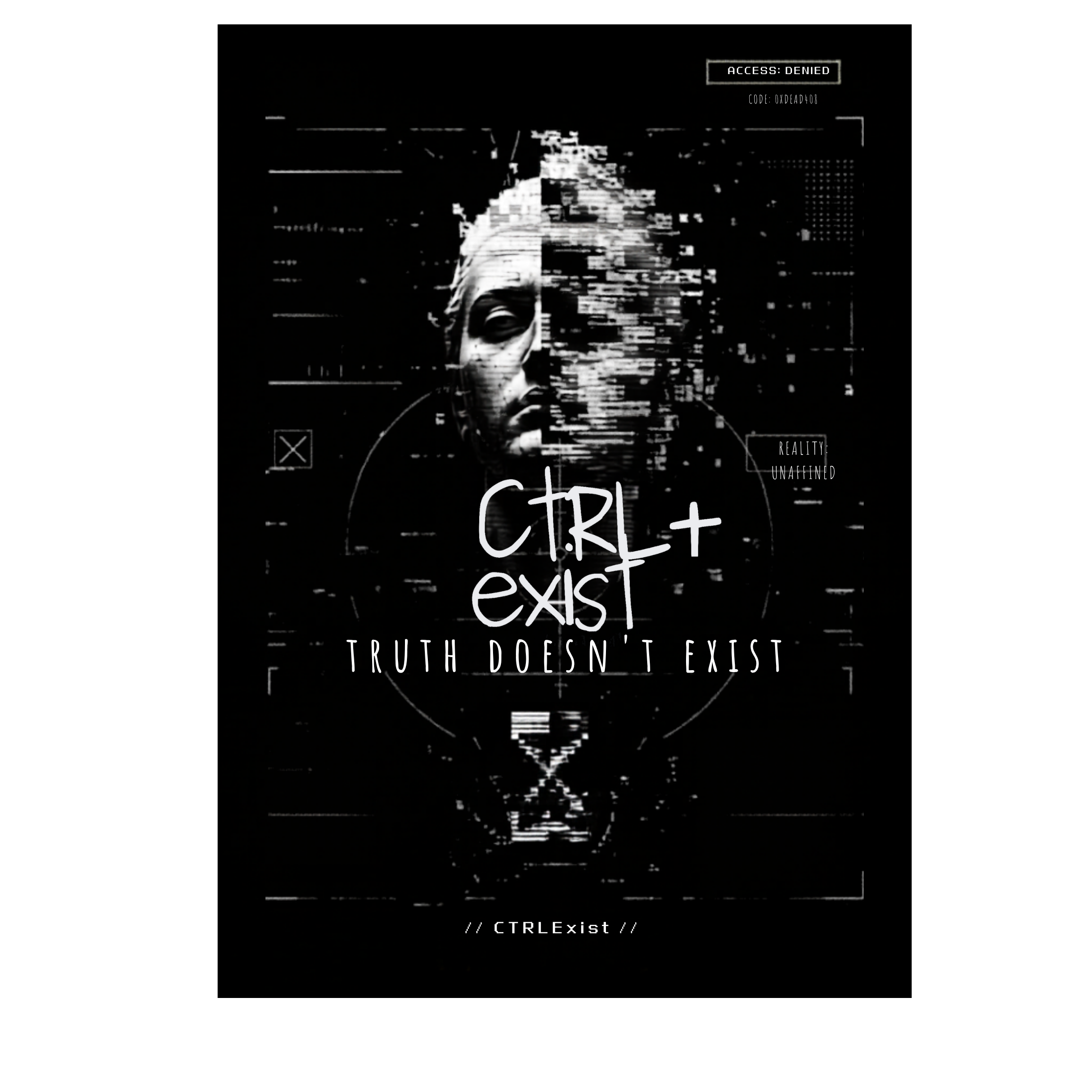 CTRL EXIST “TRUTH DOES NOT EXIST” Box Hoodie with Glitch Rabbit | Men’s Oversized Streetwear Sweatshirt