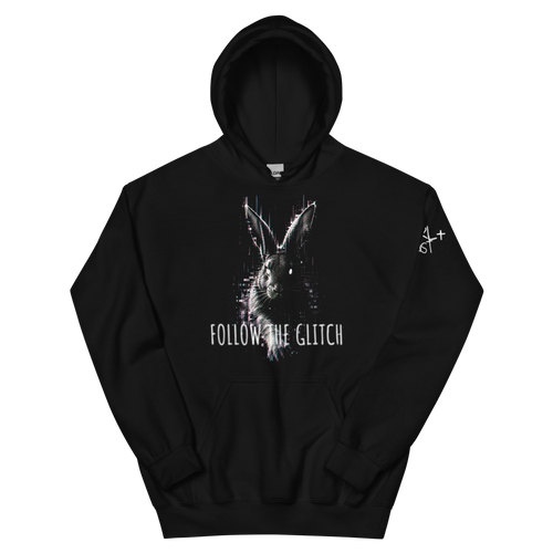CTRLexist Follow The Glitch Hoodie hoodie by CTRLexist, minimalist cinematic cyberpunk streetwear design