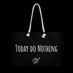 Today I Do Nothing Weekender Bag  sublimation by CTRLexist, minimalist cinematic cyberpunk streetwear design