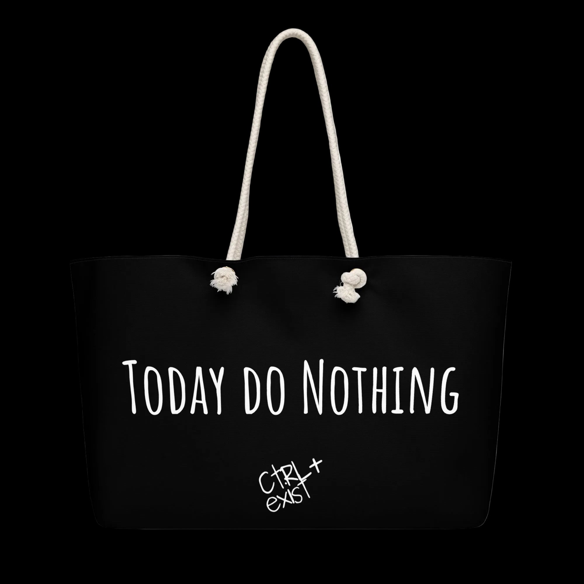 Today I Do Nothing Weekender Bag  sublimation by CTRLexist, minimalist cinematic cyberpunk streetwear design
