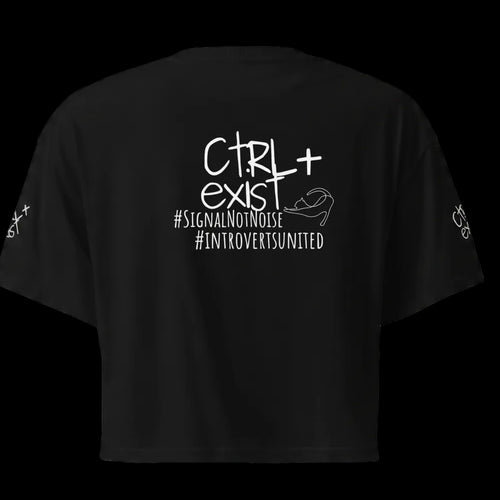 #SignalNotNoise Crop Top  t-shirt by CTRLexist, minimalist cinematic cyberpunk streetwear design